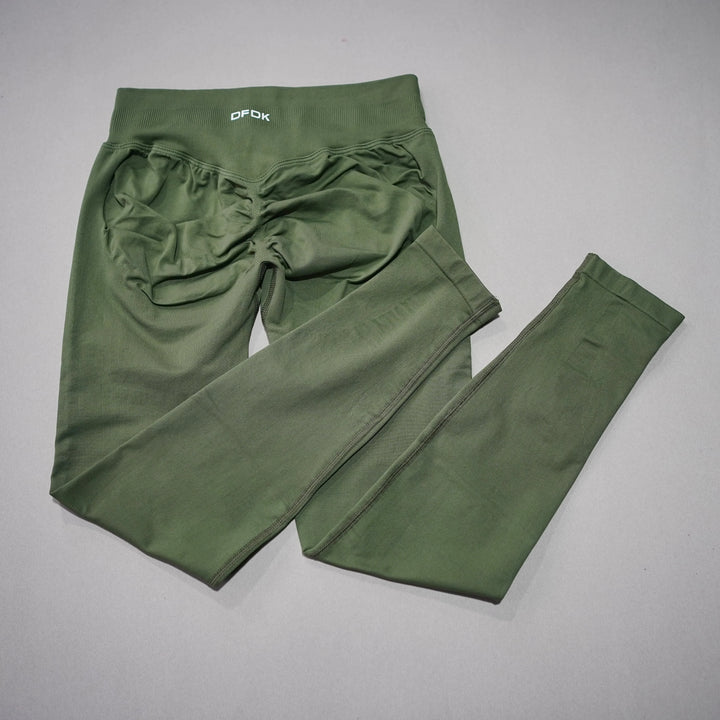 Women's High-Waisted Seamless Yoga Leggings for Tummy Control green olives