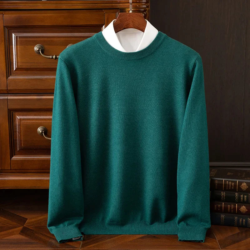 Men’s Premium Merino Wool Sweater Flower Green