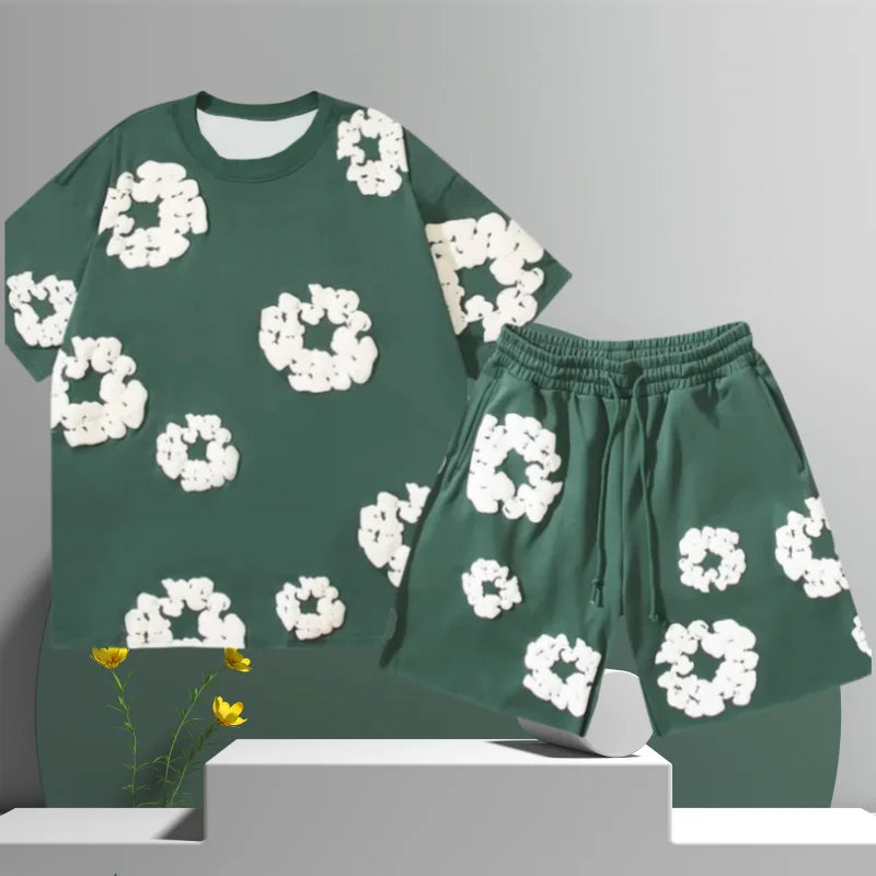 Men's Denim Tears Cotton Flower 3D Printed Shorts Set-MODAUTLET