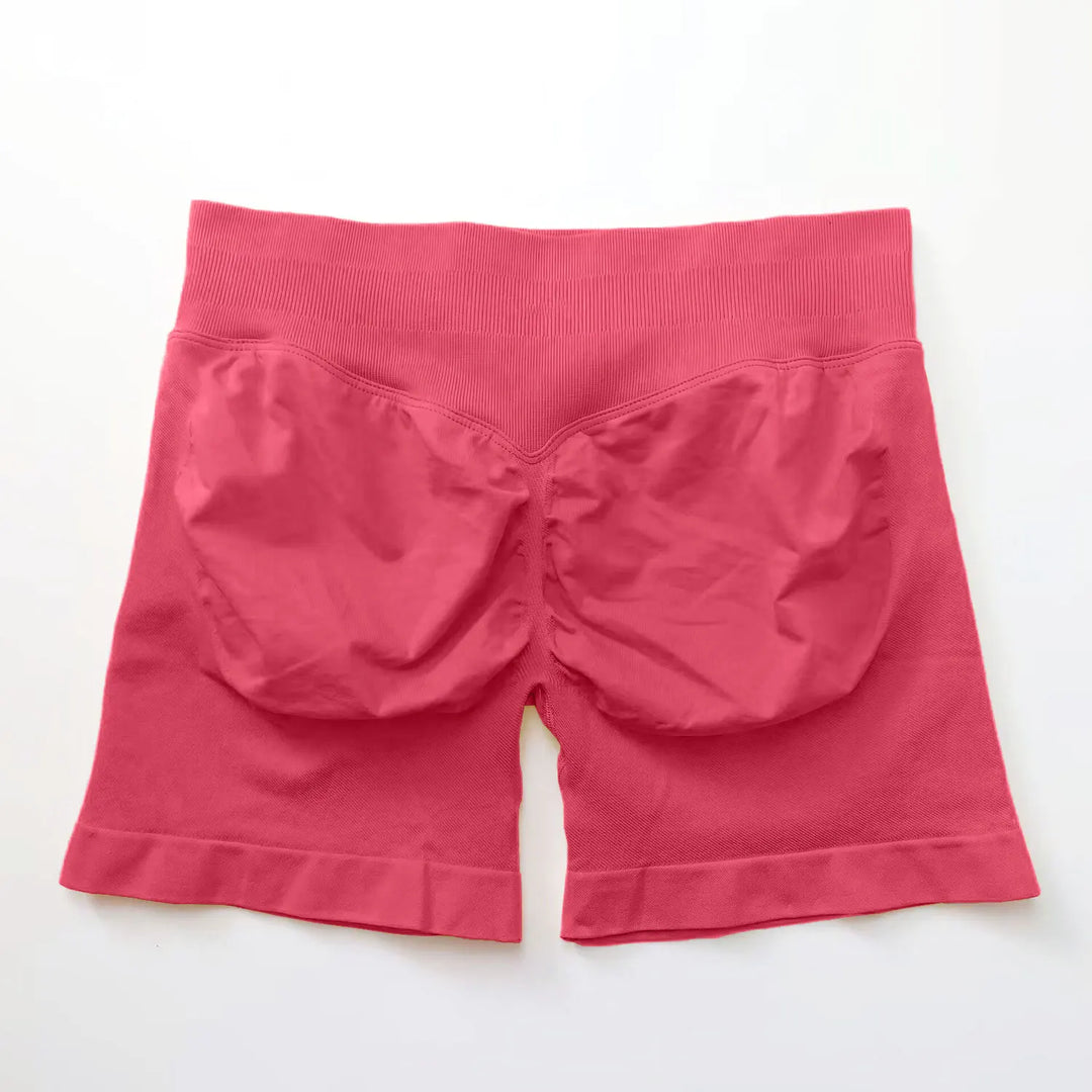 Women's Fitness Biker Shorts with Low Ribbed Band for Gym Workouts