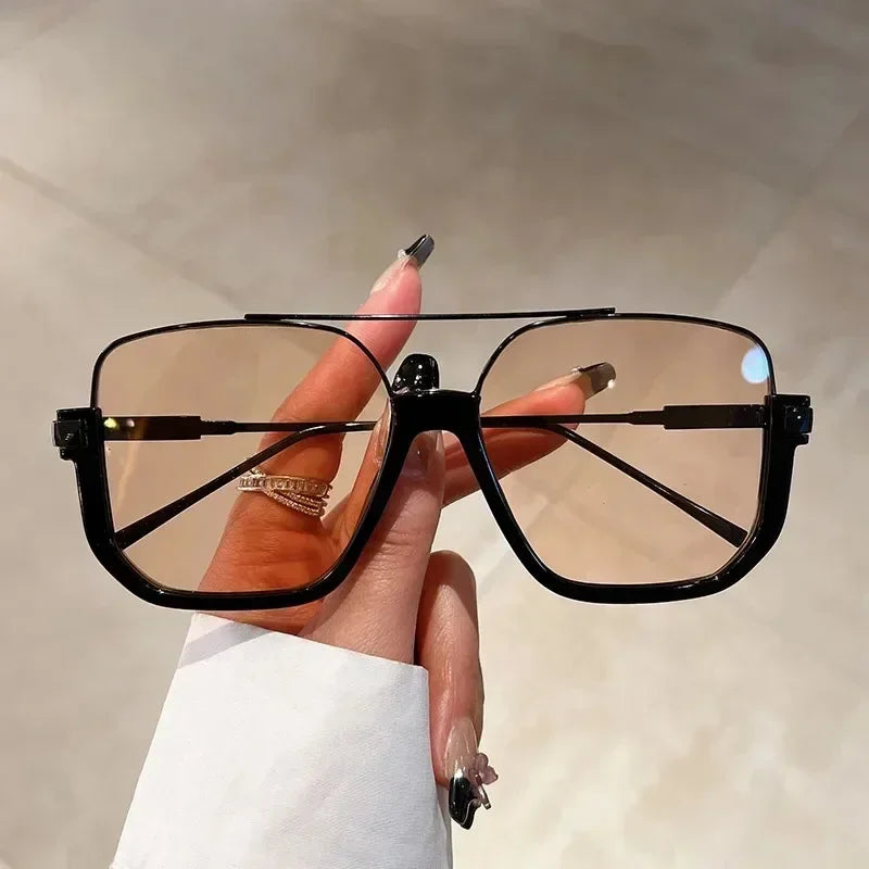 Oversized Square Sunglasses UV 400 Unisex Eyewear Trendy Black Tea