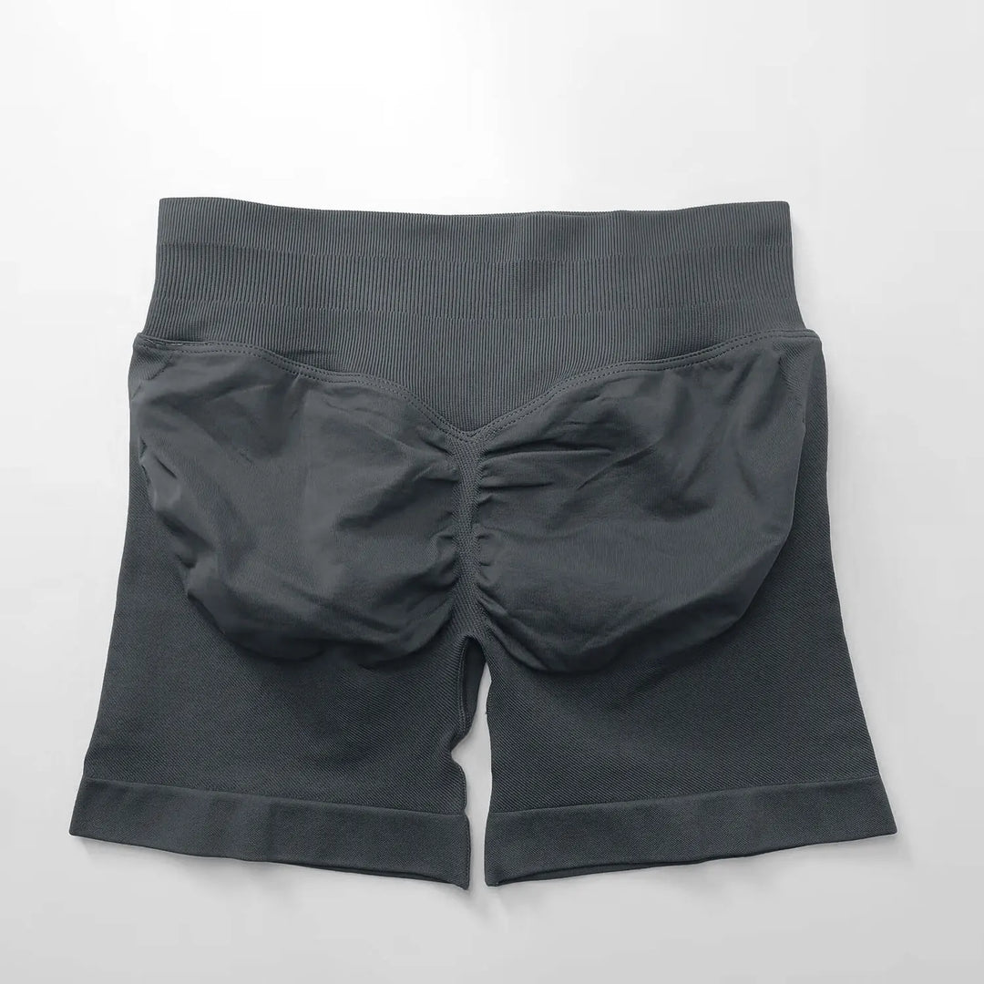 Women's Fitness Biker Shorts with Low Ribbed Band for Gym Workouts