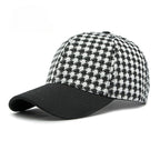 Houndstooth Pattern Canvas Cap