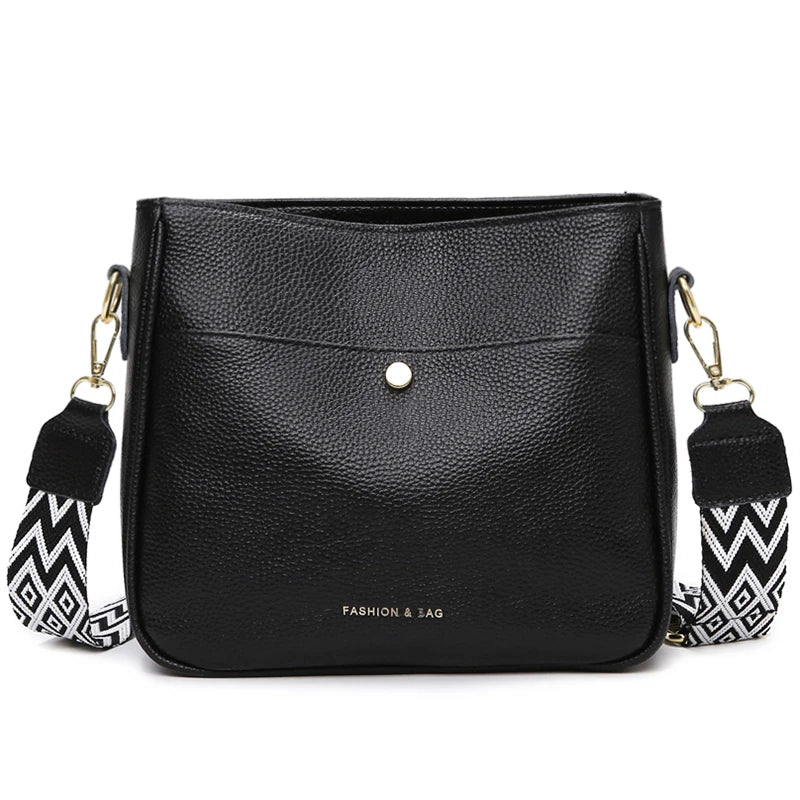 Women's Elegant Leather Shoulder Bag Black