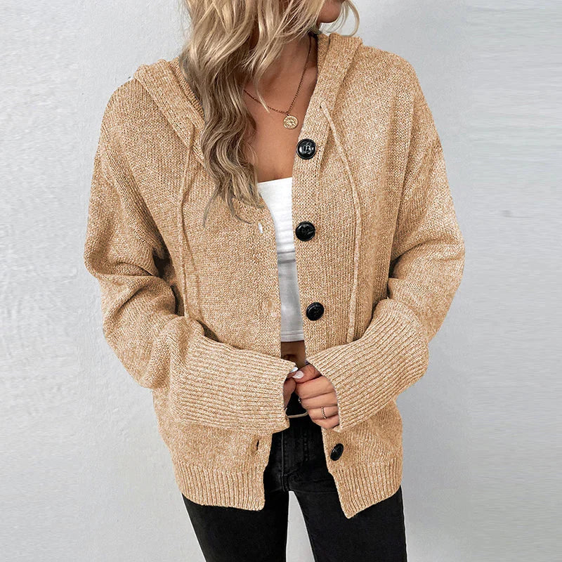 Lightweight Knit Hooded Cardigan for Women - Cozy & Warm Everyday Wear