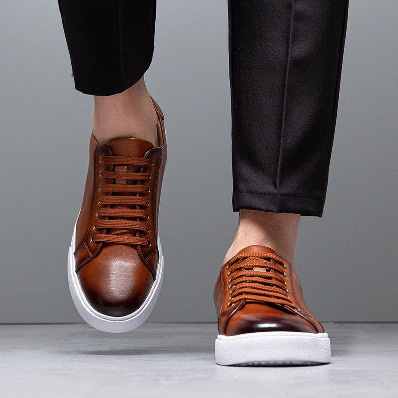 Men's Comfortable Leather Sneakers-MODAUTLET