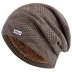 Striped Slouchy Knit Winter Beanie for Women Khaki 55cm-58cm