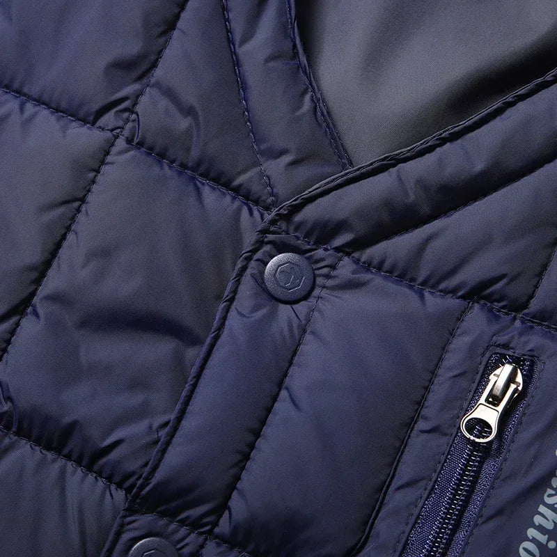 Chaleco ligero de plumón para hombre - Cuello en V, chaqueta de poliéster para invierno
