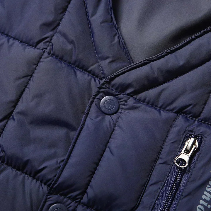 Chaleco ligero de plumón para hombre - Cuello en V, chaqueta de poliéster para invierno