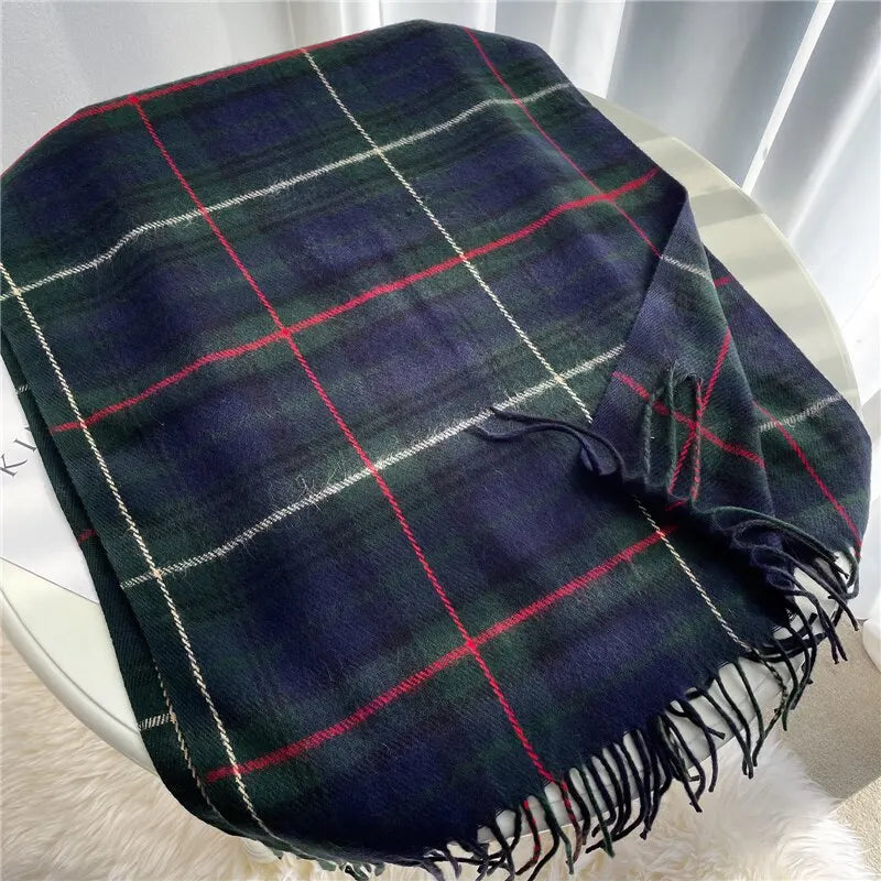 Plaid Velour Cashmere Scarf