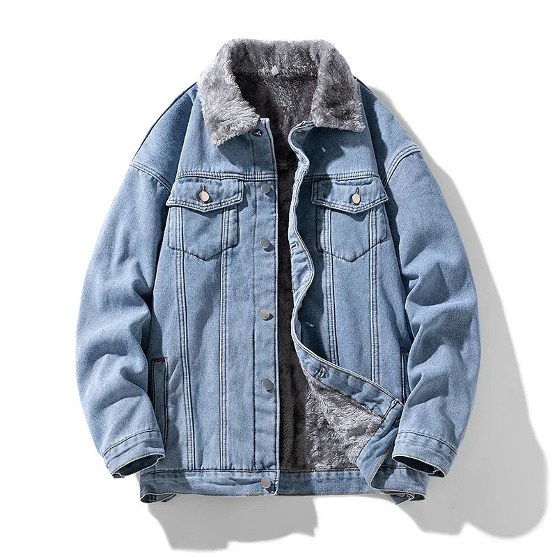 Men's Denim Fleece Jacket Blue