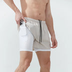 Men's 2-in-1 Quick-Dry Running Shorts with Phone Pocket White