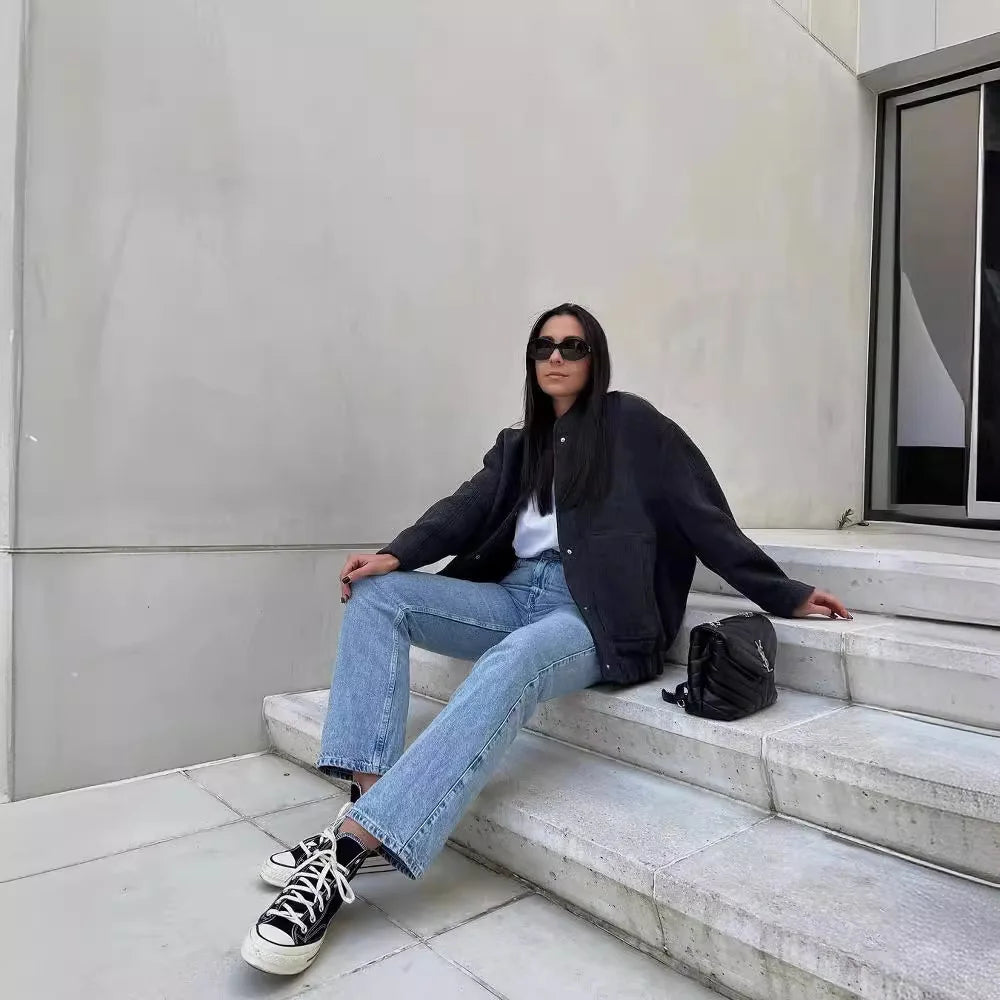 Thermal O Neck Jacket for Women With Pockets Warm Coat