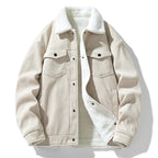 Men's Corduroy Henley Jacket Stone Beige