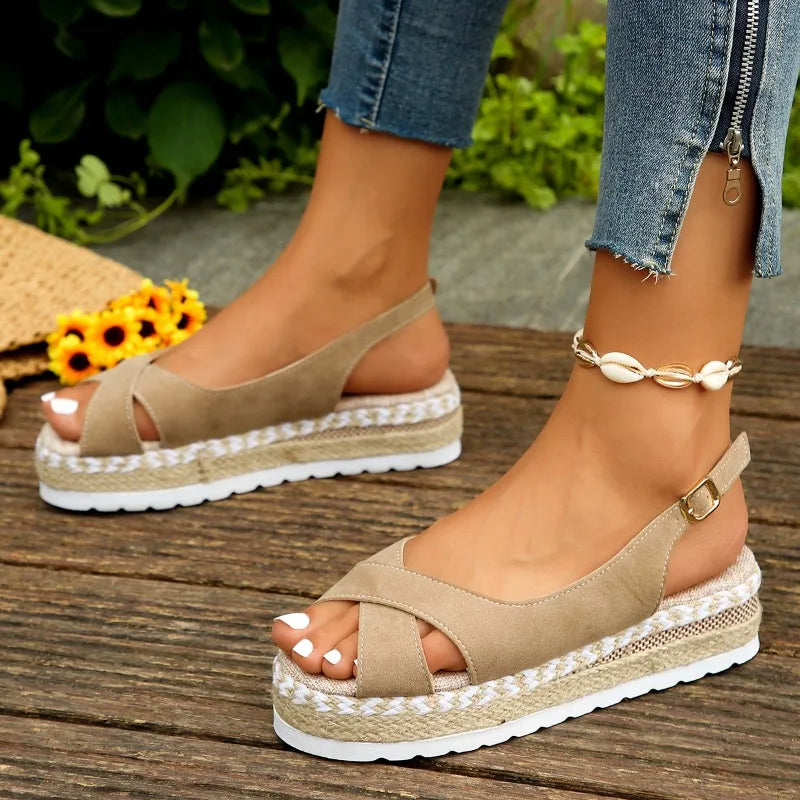 Women's Cross-Strap Platform Sandals-MODAUTLET