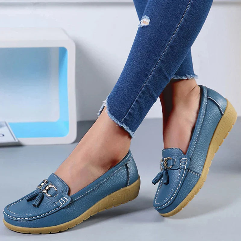 Women's Genuine Leather Tassel Moccasins-MODAUTLET