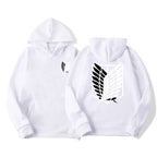 Unisex Attack on Titan Hoodie – Anime Graphic Pullover for Men & Women White