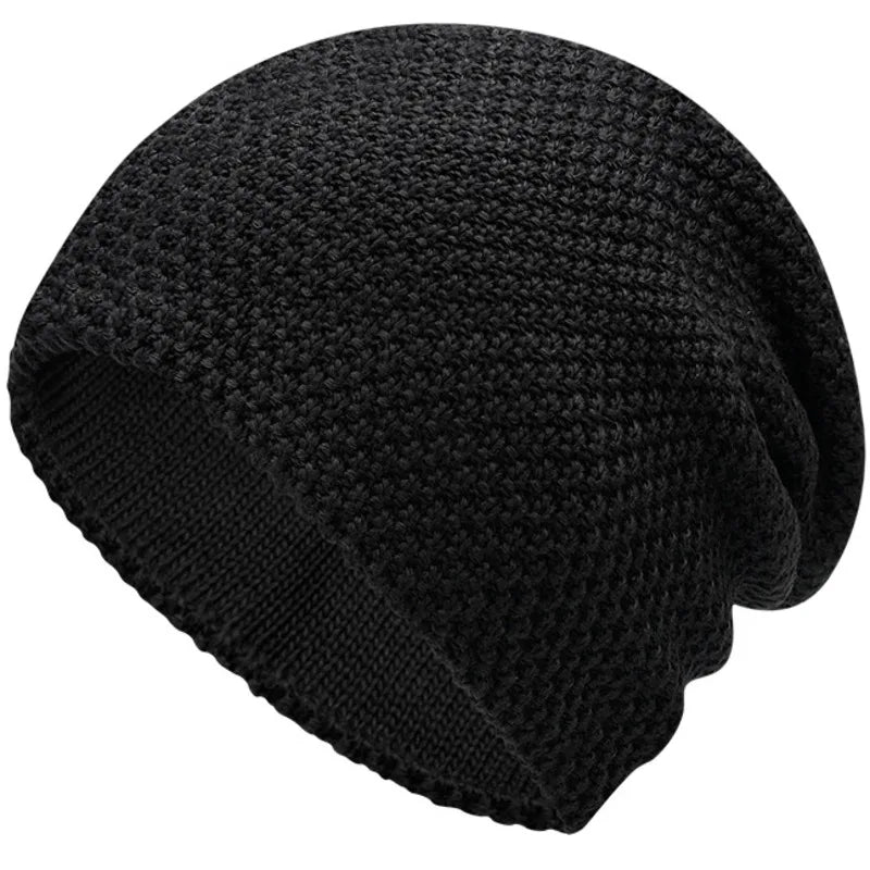 Extra Large Knit Winter Beanie for All Black 58-63cm Elastic