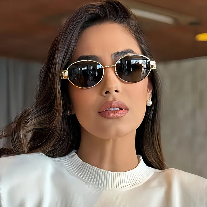 Trendy Unisex Oval Metal Frame Sunglasses-MODAUTLET