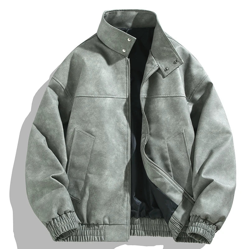 Men's Maverick Leather Jacket - Stylish and Durable Outerwear Washed Olive