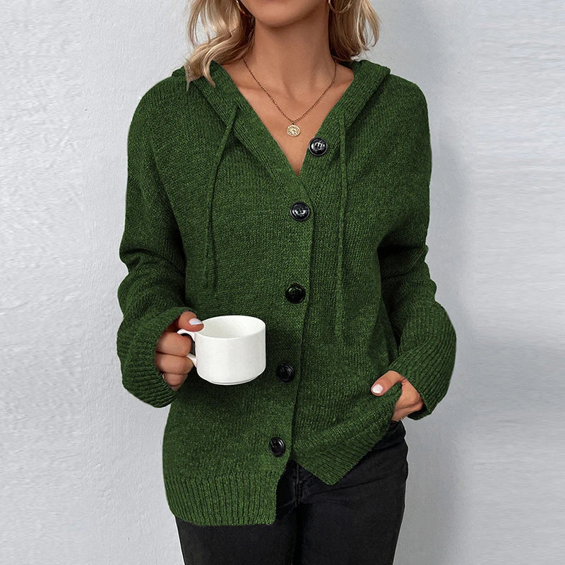 Lightweight Knit Hooded Cardigan for Women - Cozy & Warm Everyday Wear