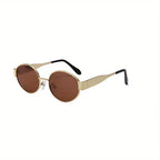 Trendy Unisex Oval Metal Frame Sunglasses TY1096-tea