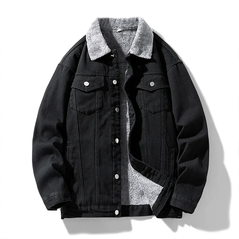 Men's Denim Fleece Jacket Black