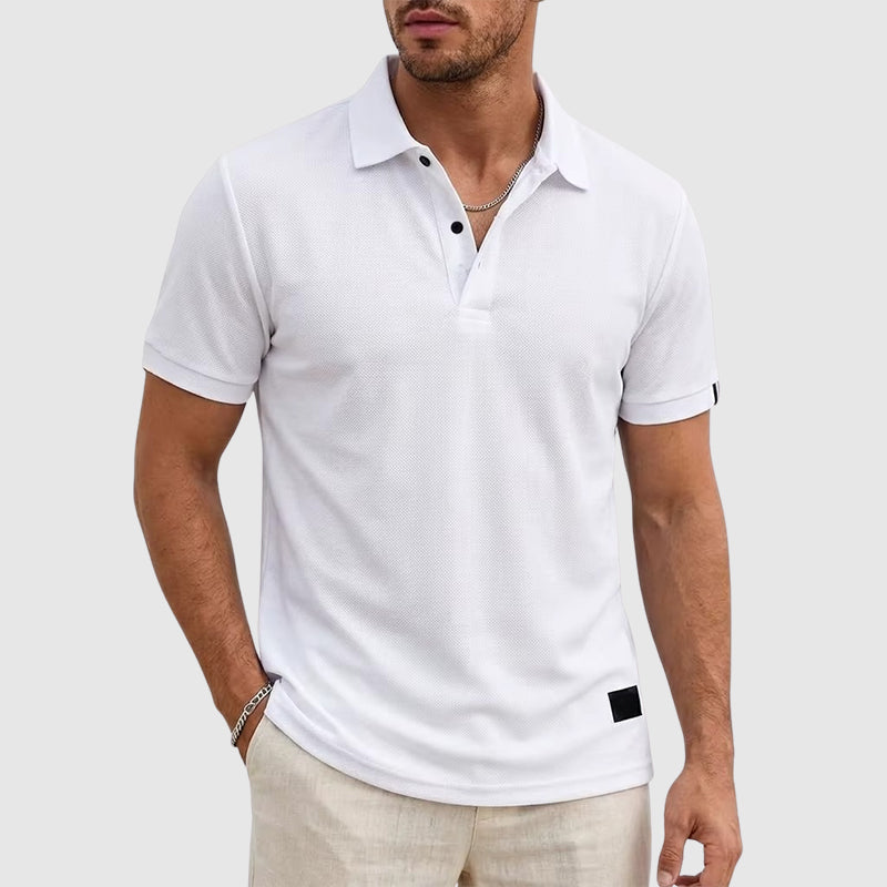 Sean | Men's Textured Button-Up Polo Shirt-MODAUTLET