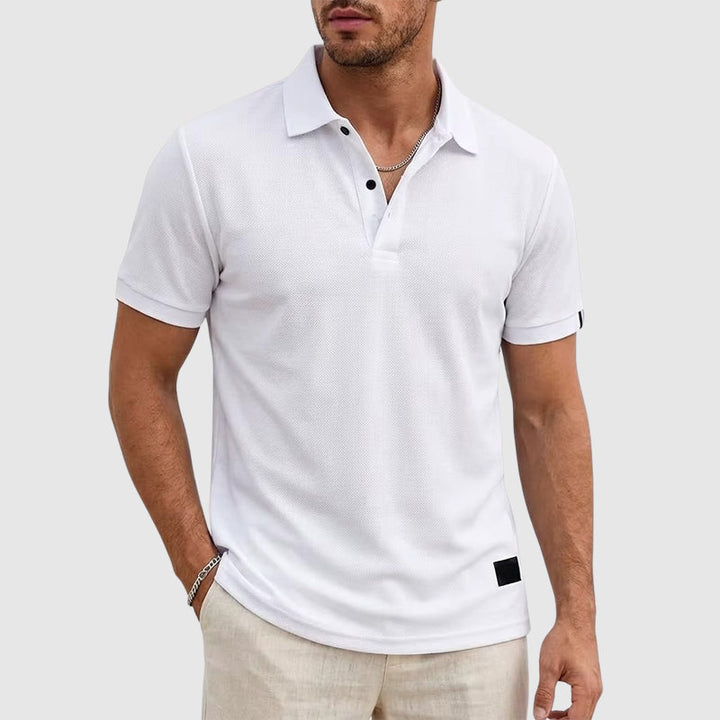 Sean | Men's Textured Button-Up Polo Shirt-MODAUTLET