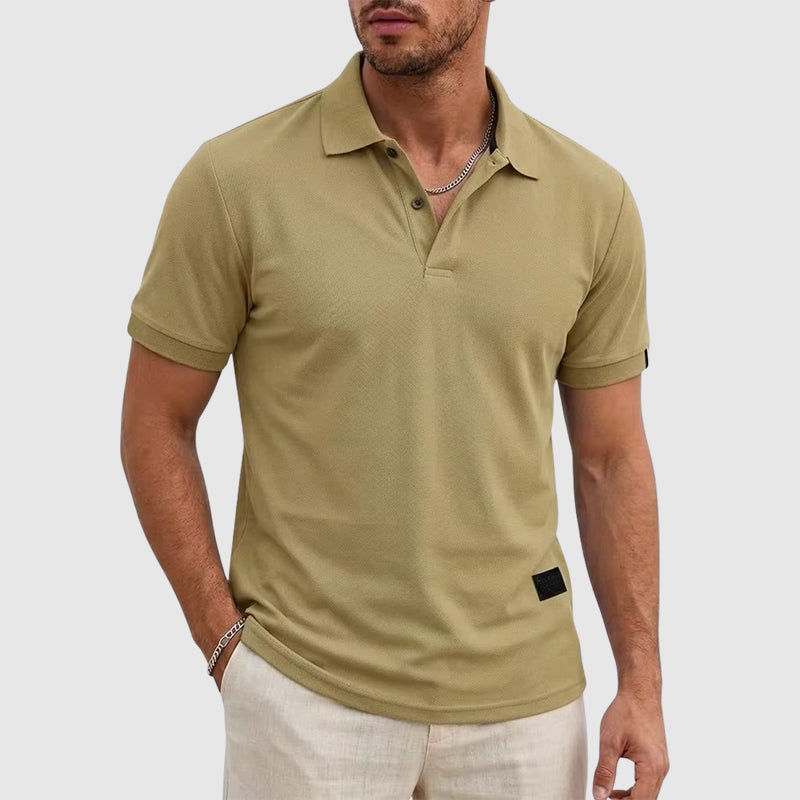 Sean | Men's Textured Button-Up Polo Shirt-MODAUTLET