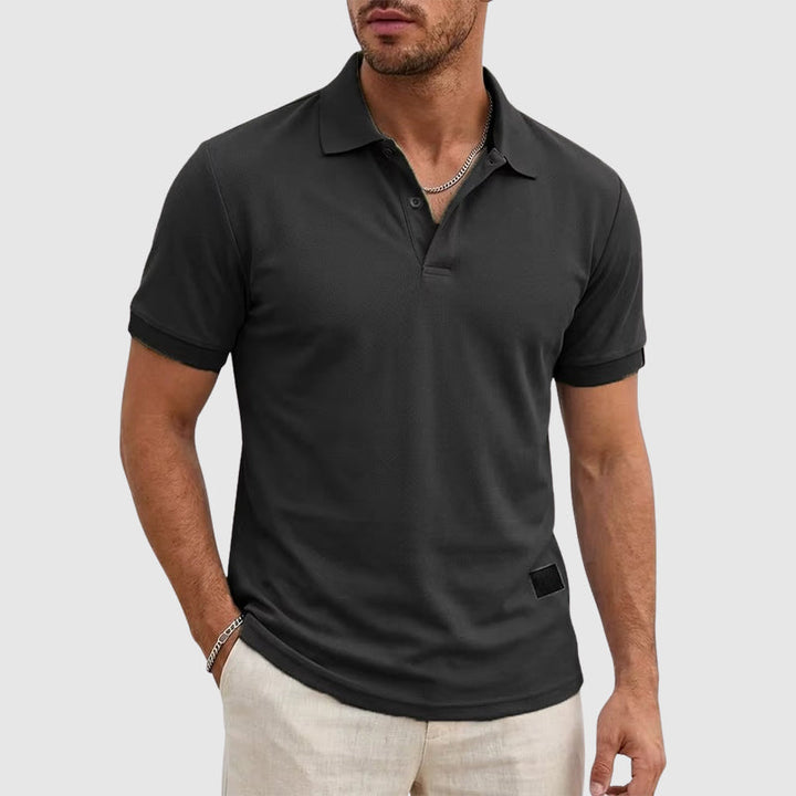 Sean | Men's Textured Button-Up Polo Shirt-MODAUTLET