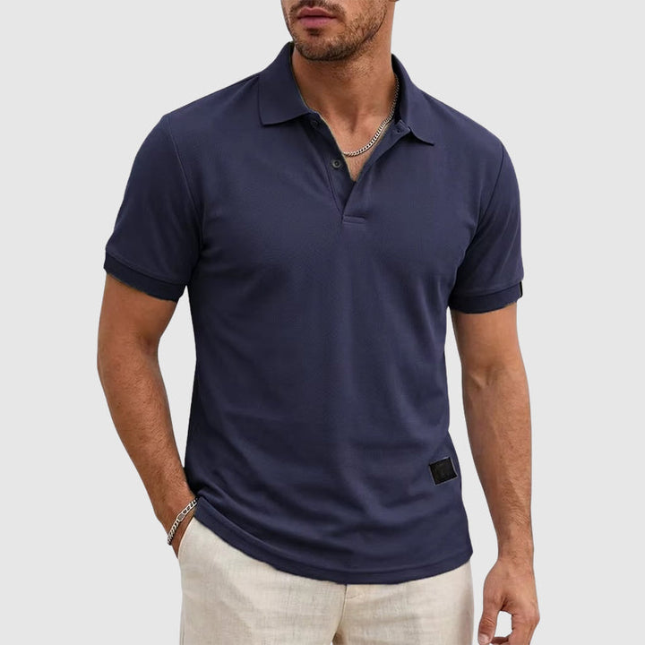 Sean | Men's Textured Button-Up Polo Shirt-MODAUTLET