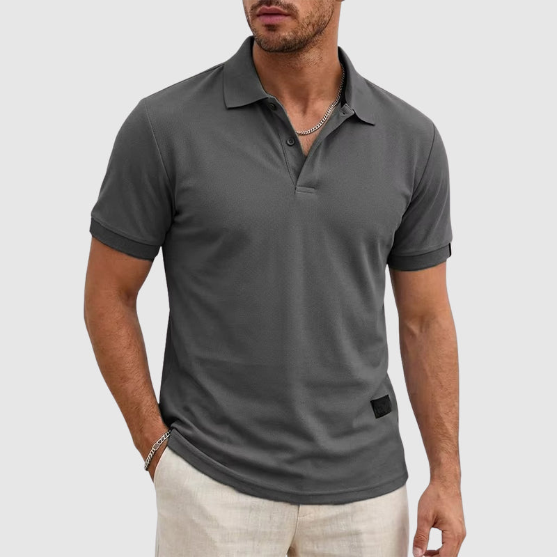 Sean | Men's Textured Button-Up Polo Shirt-MODAUTLET