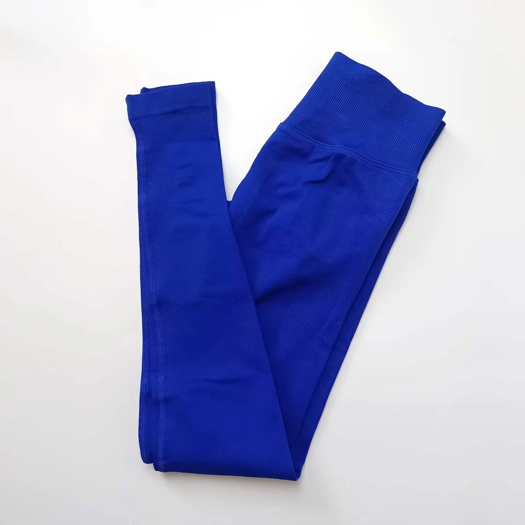 Women's Seamless Yoga Leggings with Low Rib Waistband for Fitness Deep Sea Blue