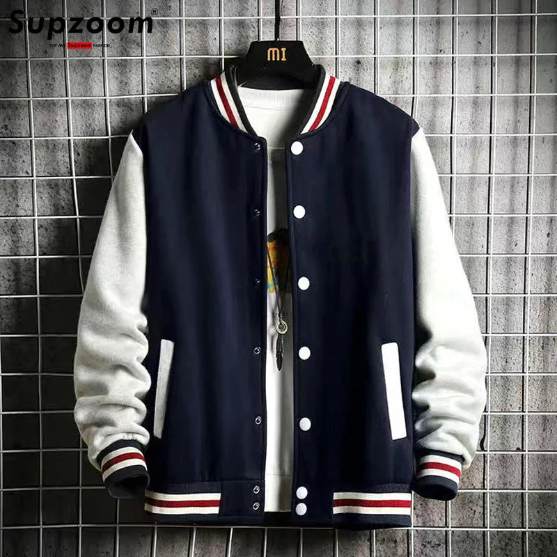 Men's Fleece Bomber Jacket by Supzoom Navy Blue
