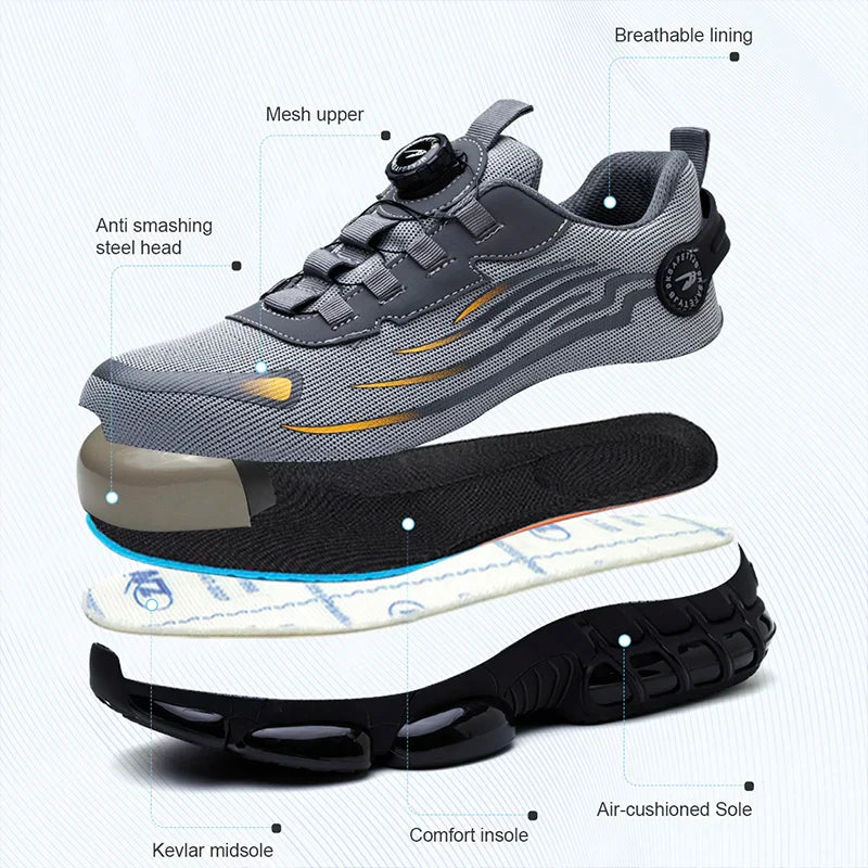 Men's Rotary Button Safety Trainer Shoes-MODAUTLET