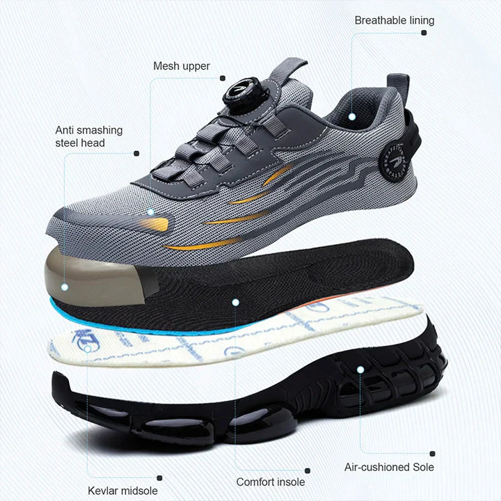Men's Rotary Button Safety Trainer Shoes-MODAUTLET