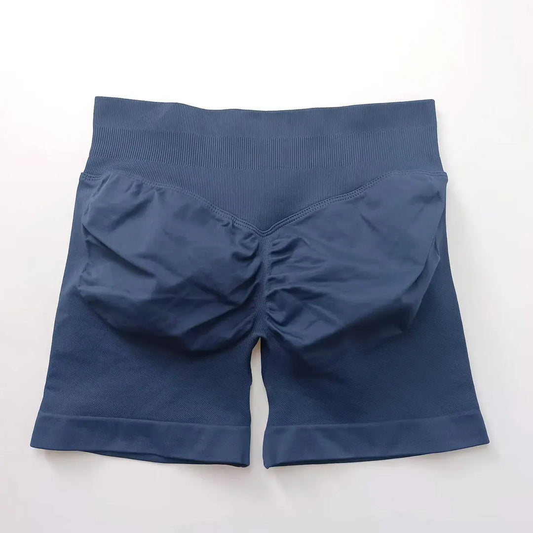 Women's Fitness Biker Shorts with Low Ribbed Band for Gym Workouts