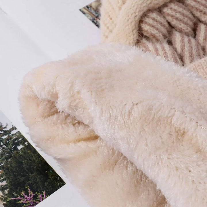 Cozy Fur-Lined Pompom Beanie-MODAUTLET