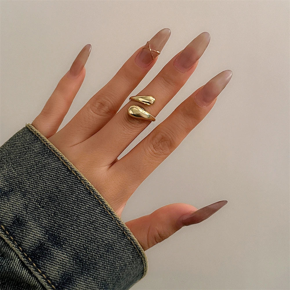 Women's Sculptural Open Cuff Bracelet & Wrap-Around Ring Set – Elegant Everyday Accessory-MODAUTLET