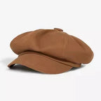 Unisex Adjustable Vintage Cotton Beret & Octagonal Newsboy Cap Brown