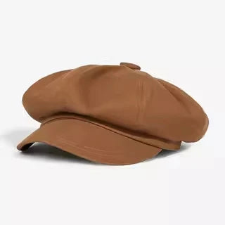 Unisex Adjustable Vintage Cotton Beret & Octagonal Newsboy Cap Brown