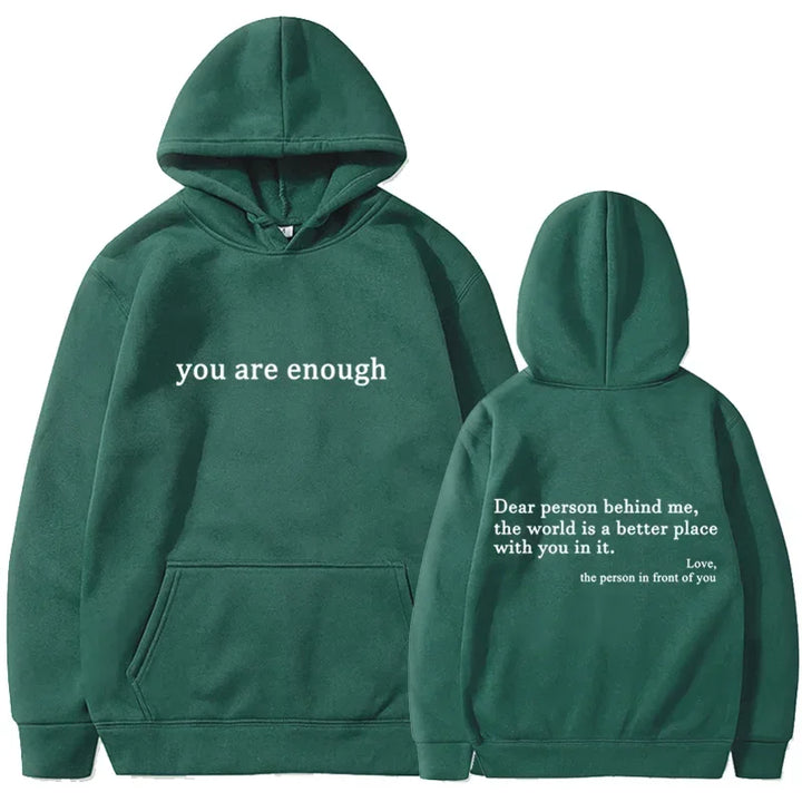 Trendy Unisex "You Are Enough" Retro Hoodie for Men and Women
