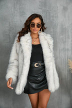 Women's Faux Fur Coat – Luxurious Warmth and Style. Silver