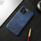 Premium Leather iPhone Case Blue