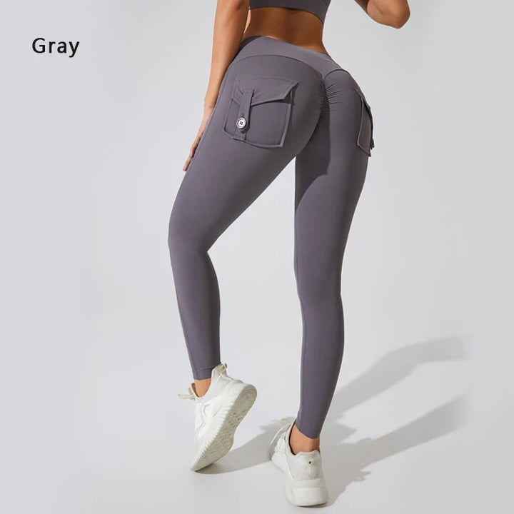 Women's Breathable Yoga Pants with Butt Pocket, Comfortable Leggings Gray