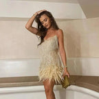 Women's Elegant Sequined Mini Dress – Perfect for Evening Events Gold