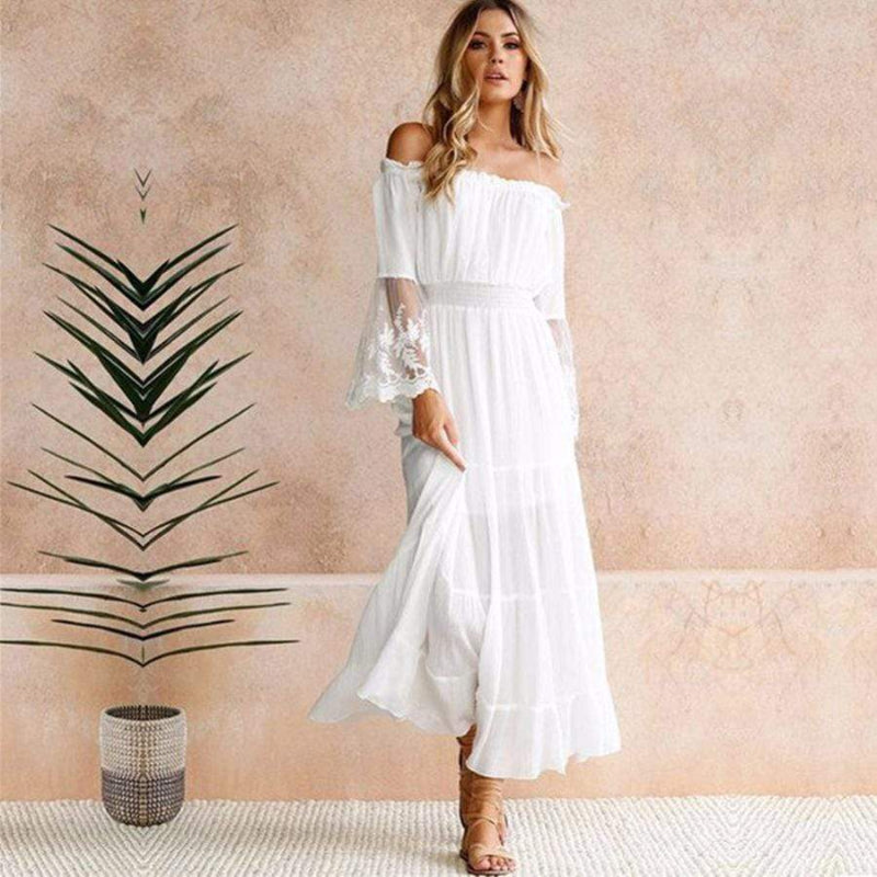 Dame Boheme Blonde Maxi Kjole - Stilfuld & Elegant
