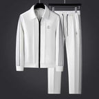 Men’s 2-Piece Tracksuit Set – Full Zip Jacket & Joggers White