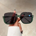 Oversized Square Sunglasses UV 400 Unisex Eyewear Trendy Green Gray